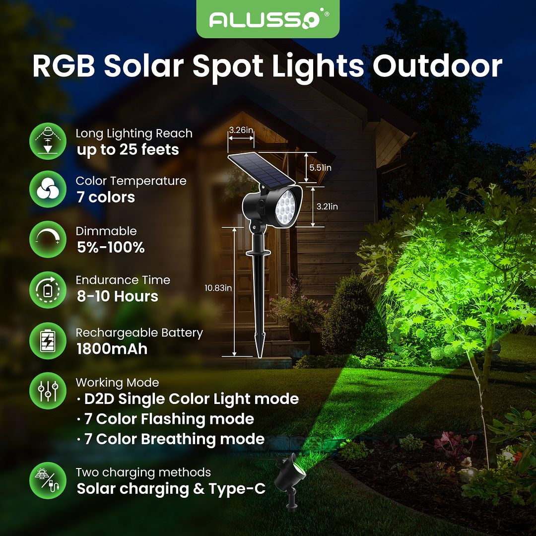 Solar Spot Lights Outdoor Motion Sensor, 3CCT Dimmable Solar Landscape Spotlights, Always On Flag Pole Light, IP65 Waterproof Landscape Lighting for Outside Yard Pathway Garden, 4 Pack