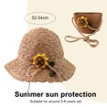 thumbnail image 3 of 52-54 cm circunferencia del sombrero sombrero de paja con sombrilla de verano para niños lindo sombrero de paja para niñas sombrero con sombrilla y conjunto de bolsa de paja, 3 of 6