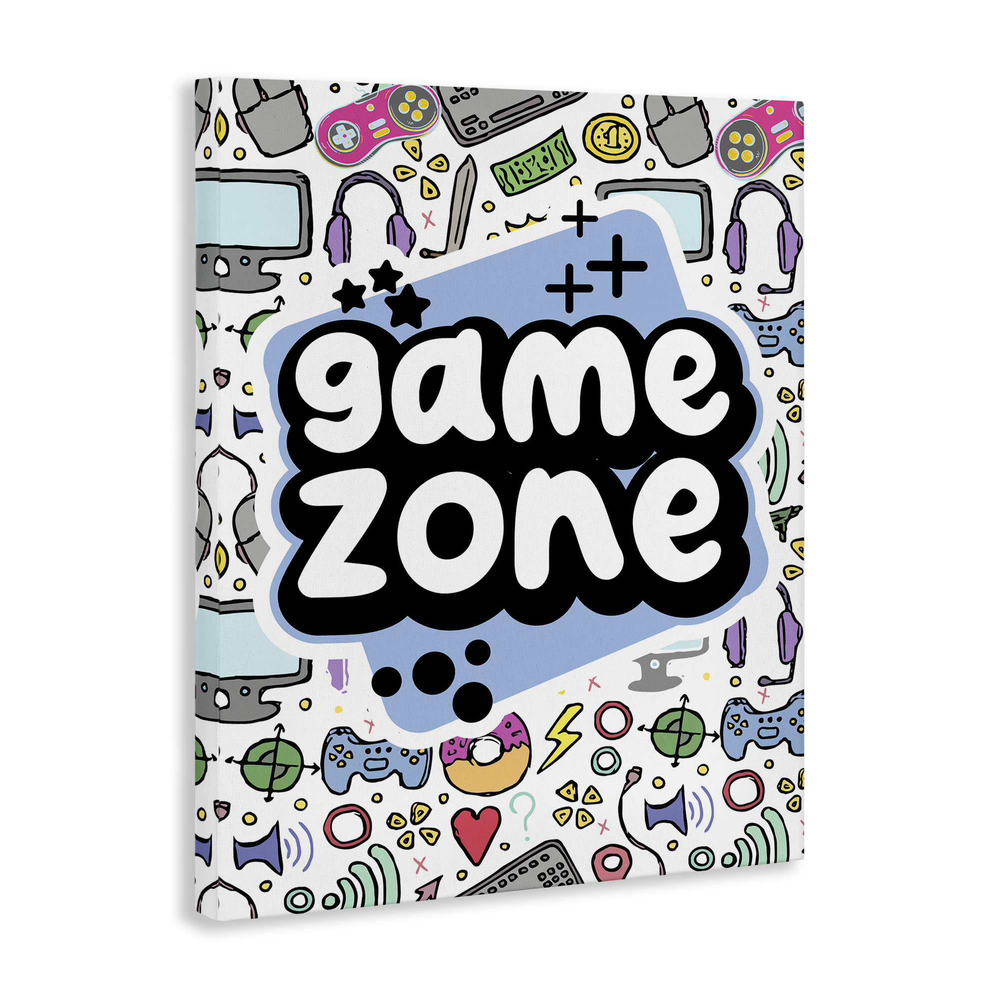 Stupell Industries Blue Game Zone Entertainment Painting Wrapped Canvas Art Print Wall Art, 36 x 48