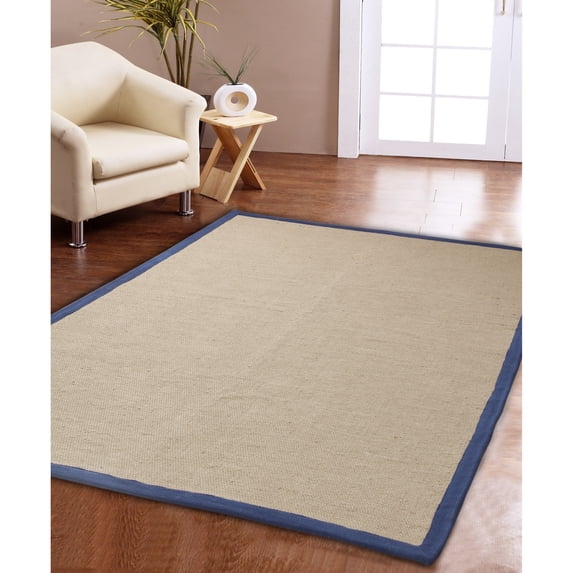 Affinity Home Collection Eco Natural Cotton Border Jute Rug (3' x 5') Navy/Beige