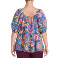 thumbnail image 4 of Terra & Sky Women's Plus Size Puff Sleeve Square Neck Babydoll Top, 4 of 5
