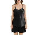 thumbnail image 3 of HVOBTTY Women's Camisole and Shorts Pajama Sets, Pajama Sets for Women, Women's Casual Solid Color Soft Comfortable Suspender and Shorts Home Sleepwear Two Piece Pajama Sets Black, M, 3 of 5