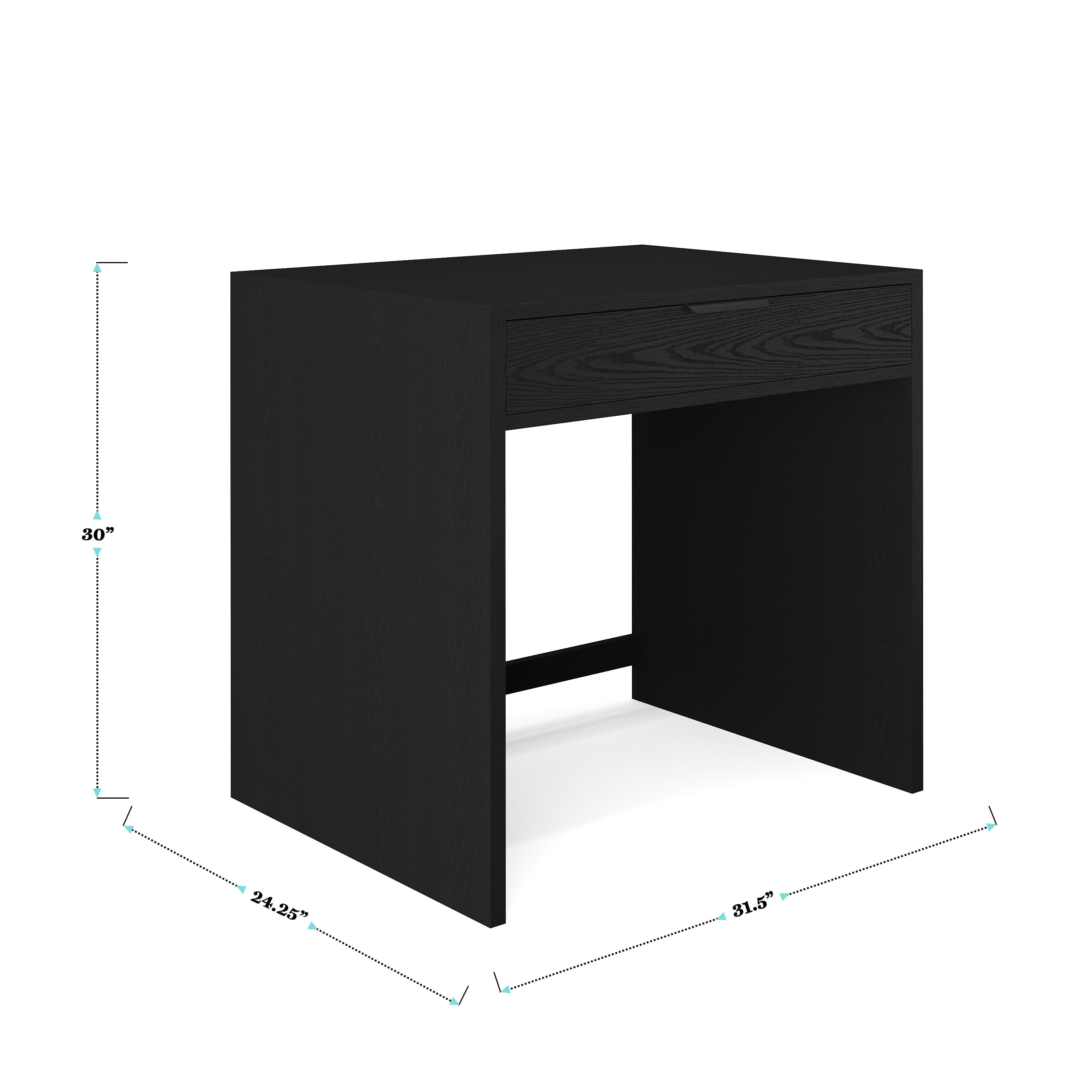 Martha Stewart Home Office Modular Single-Drawer Desk with 3 Drawer File Cabinet in Black with Oil Rubbed Bronze Hardware