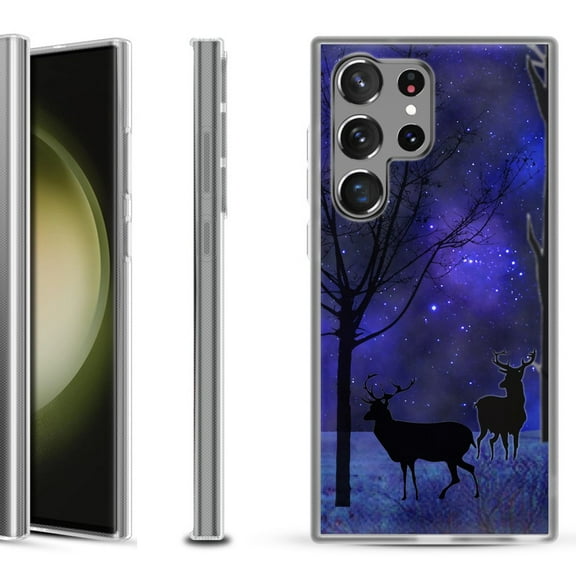 Shockproof Gel Phone Case for Samsung Galaxy S23 Ultra 5G, by OneToughShield ® - Midnight Forest