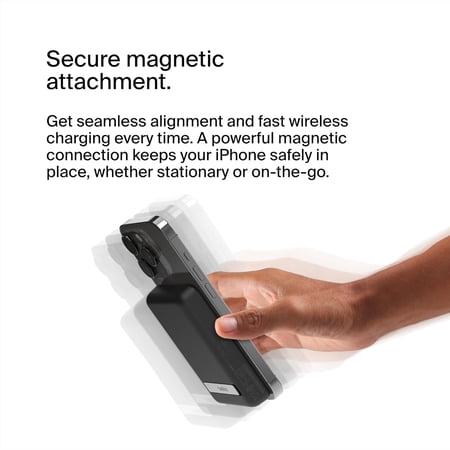 Belkin（ベルキン） MagSafe対応 磁気ワイヤレスモバイルバッテリー Magnetic Wireless Battery 5000 + Stand BPD004btBK