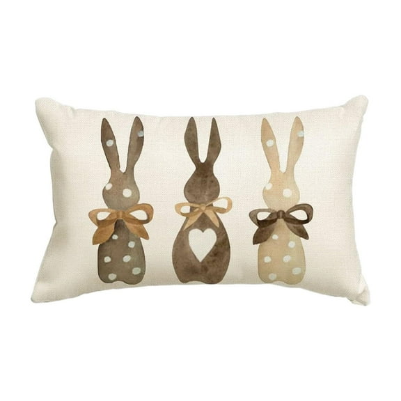 OAVQHLG3B Spring Easter Pillow Covers 11.81x16.68 Cute Bunny Rabbit Floral Easter Decorations Flower Decorative Lumbar Throw Pillow Cases Outdoor Farmhouse Decor for Sofa Couch Bed