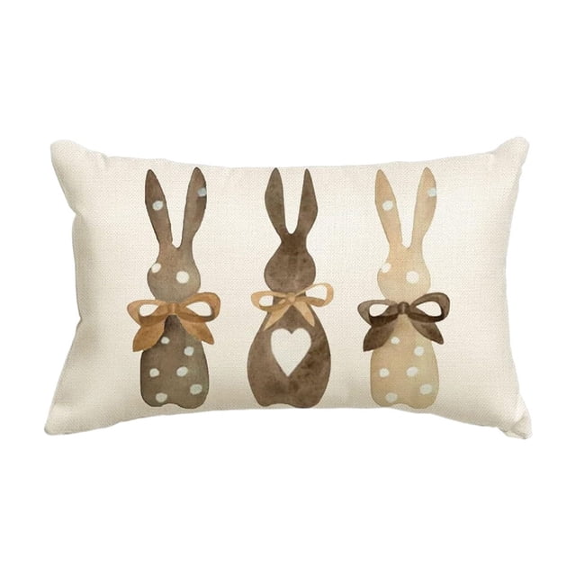 Birdeem Easter Lumbar Pillow Covers 11.81X16.68 He Is Risen Spring Bunny Throw Religious Pillows Case Decorative Rustic Linen Throw Pillow Covers for Couch Home