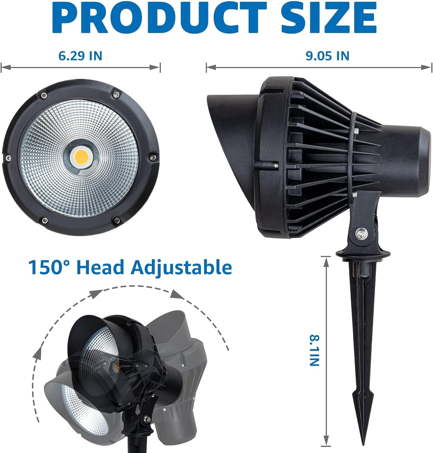 SUNVIE 40W Spotlights Outdoor 120V LED Plug in 4000LM Flag Pole Light 3000K Warm White Landscape Lighting for Yard House Tree Lawn Signage