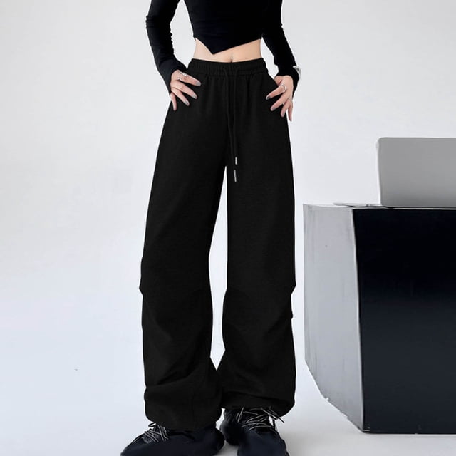 AherBiu Oversized Womens Sweatpants High Waisted Wide Leg Drawstring Loose Casual Trousers with Pockets