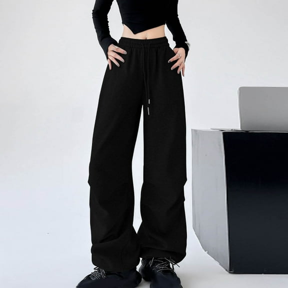 lulshou Womens Cargo Pants Mid Waist with Pocket Overalls Casual Pants Spring Summer Wide Leg Cargo Pants Business Work Pants