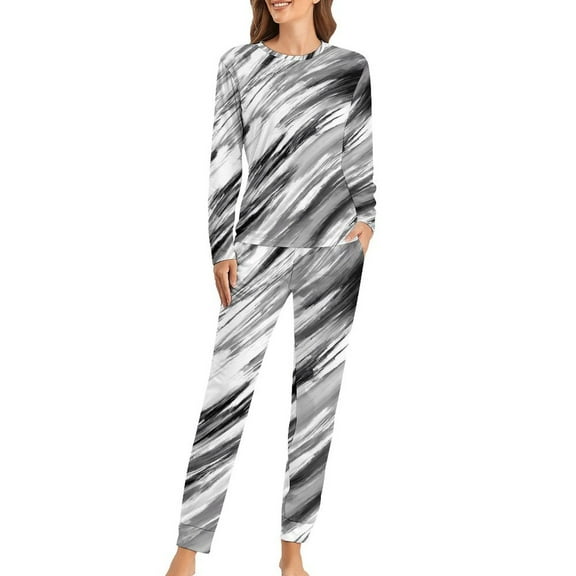 Black Tie Dye Pajamas Liquid Print 2 Pieces Room Pajama Sets Lady Long Sleeve Romantic Oversized Nightwear