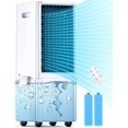 thumbnail image 1 of COOLECH - Acondicionadores de aire portátiles con mando a distancia, 4 modos y 3 velocidades, sistema de alerta sin agua y tanque de 2,4 galones para refrigeración de 20 horas, temporizador de 12, 1 of 5