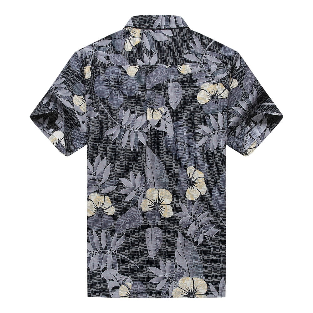 Men's Aloha Shirt in Black and White Floral - Walmart.com