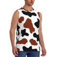 thumbnail image 2 of Fotbe Men's Brown Black Cow Print Men's Sleeveless Muscle Tank Tops Casual T-Shirts for Gym Workout Beach-Small, 2 of 8