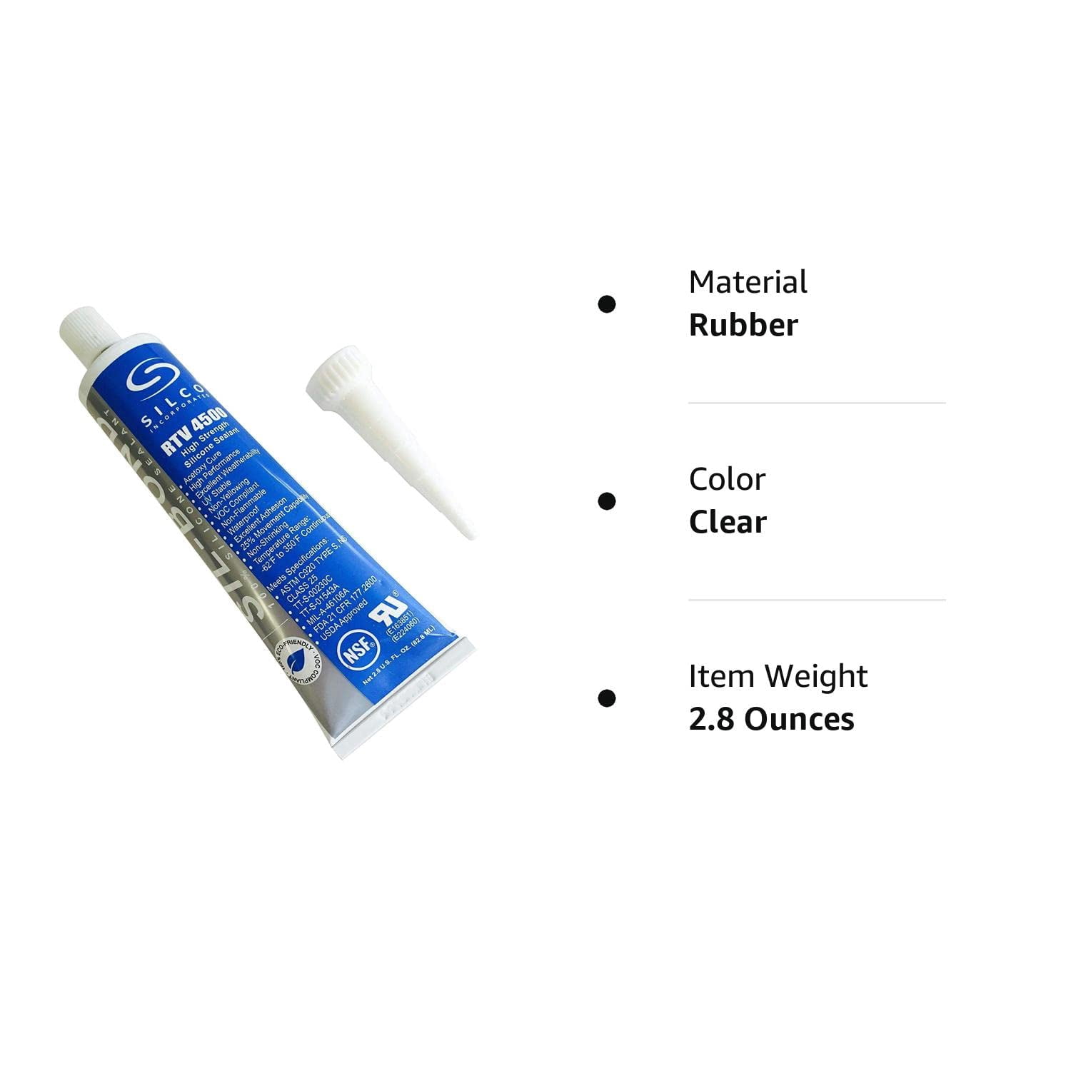 Silicone RTV 4500 FDA Grade High Strength Silicone Sealant, Black (2.8 fl.oz)