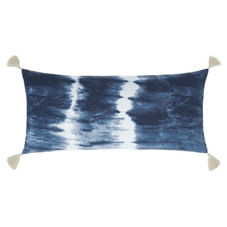 Gap Home Tie Dye Decorative Oblong Throw Pillow with Tassels Blue 30" x 14"