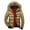 Khaki, variant on Christmas Clearance! AIEOTT Winter Jacket for Men Big and Tall Padded Coat Zip Up Puffer Jacket Color Block Puffer Jacket Warm Outwear with Hood