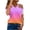 Purple, variant on Patlollav Women Summer Tops Sexy Print Regular Starpless Mesh Short Sleeve V Neck Top