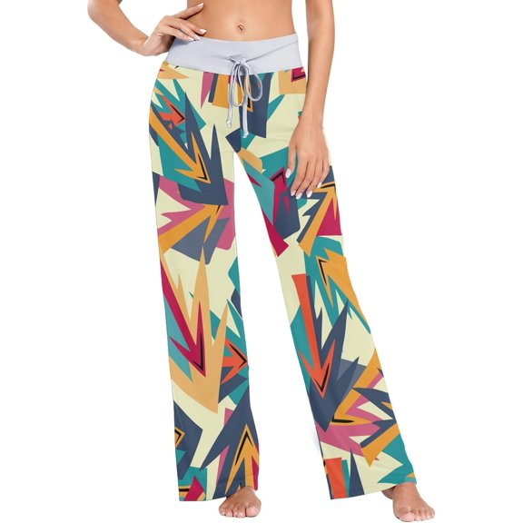 GZHJMY Women's Pajama Pants Bright Graffiti Design Comfy Stretch Sleepwear Womens Wide Leg Pants Casual Loose Yoga Sweatpants Comfy Lounge Pajama, X-Large