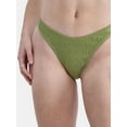 thumbnail image 2 of No Boundaries Women's Smocked High Leg Bikini Bottoms, Sizes XXS - XXL, 2 of 5