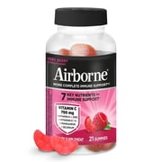Airborne Very Berry Flavored Gummies, 21 count - 750mg of Vitamin C and Minerals & Herbs Immune Support (Packaging May Vary)