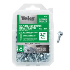 

Teks Teks - 21320 - No. 10 x 3/4 in. L Hex Washer Head Zinc-Plated Steel Sheet Metal Screws 150/Pack