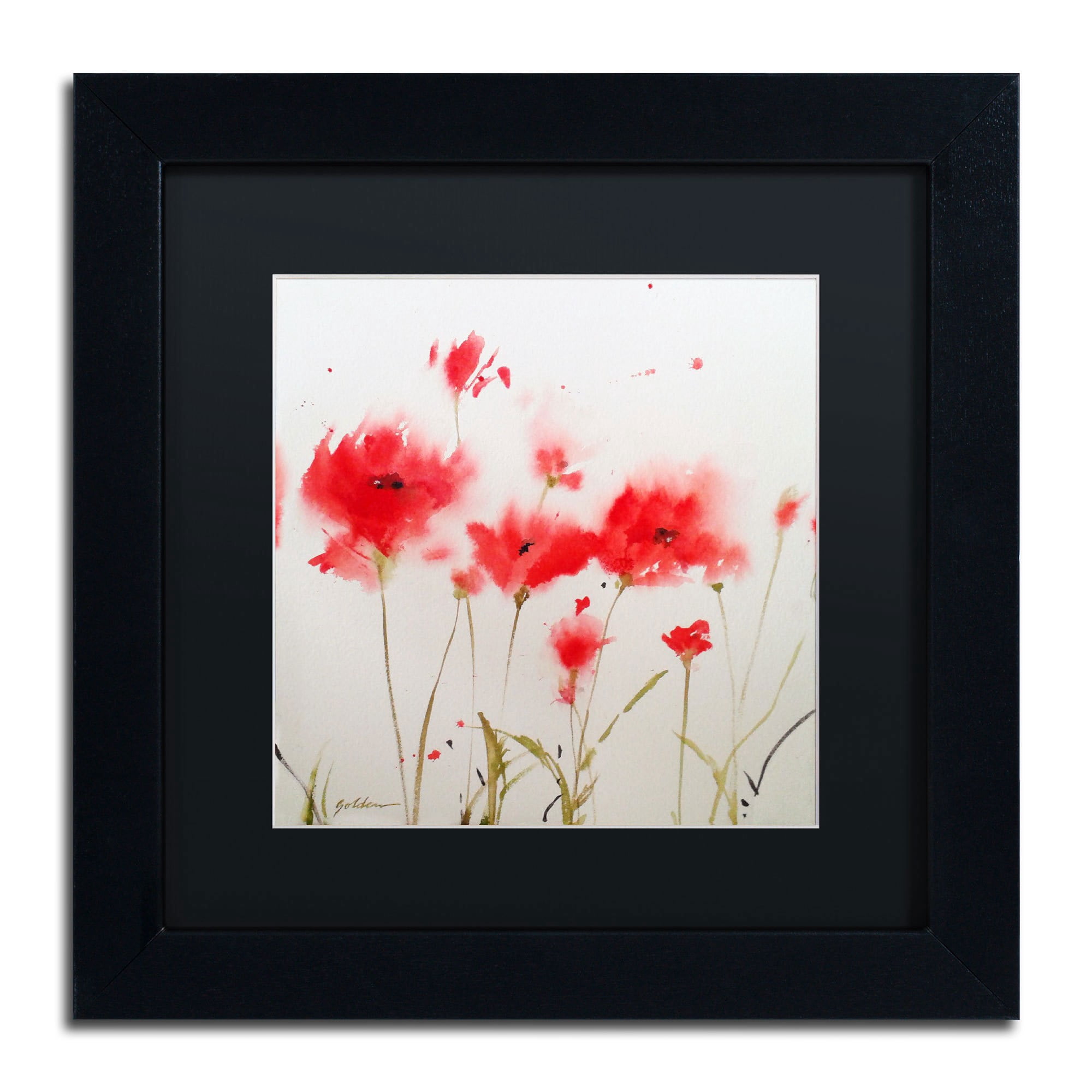 Trademark Fine Art SG5707-B1616BMF "A Poppy Moment" by Sheila Golden 16" x 16" Framed Art BLK MTD