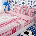 thumbnail image 3 of Erosebridal Pink Gymnastics Word Print Zipper Twin Comforter Sets with Fitted Sheet and 2 Pillowcases,Dancer Silhouette Pale Pink Base Accent Zipper Bedding Set,Blush White,4-Piece,Pink Reversible, 3 of 6