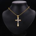 thumbnail image 4 of 14K Tri Color Gold Cubic zirconia Religious Crucifix Charm Pendant for Necklace Chain | Jewelry Gift for Men Women | 30 x 19 MM | 3.2 grams, 4 of 9