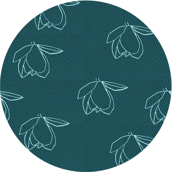 Ahgly Company Indoor Round Patterned Dark Cyan Green Area Rugs, 6' Round
