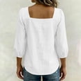 thumbnail image 5 of Lenpel Womens Fall Tops Trendy Bow Front Square Neck Blouses Balloon 3/4 Sleeve Casual Loose Lightweight Shirts, 5 of 6