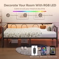thumbnail image 6 of Pinmoco Metal Daybed Frame Twin Size with LED Lights, Platform Sofa Bed for Living Room, Bedroom and Guest Room, Black, 6 of 11