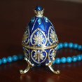 thumbnail image 3 of Boîte à Bibelots Œuf de Pâques Fabergé Boîte de Rangement Décorative en Cristal Peint à la Main Porte-Bijoux à Charnière, Collection Alexander Palace, Style Nevsky Romanov Collection (Bleu), 3 of 5