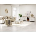 thumbnail image 5 of FITUEYES, Glass Farmhouse Fireplace TV Stand up to 75'', Highboy Entertainment Center with 5 Storages, Antique White, 5 of 7