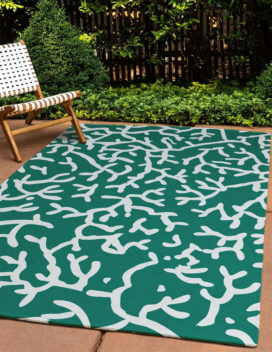 4' x 6' Simply Daisy Seaweed Beach Style Chenille Area Rug, Kelly Green