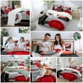 thumbnail image 6 of Red Gray Black Duvet Cover Set Full Size Abstract Round Modern Art Soft Lightweight Comforter Covers 4 Piece Bedding Set with 1 Duvet Cover 1 Bed Sheet & 2 Pillow Shams, 6 of 8
