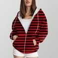 thumbnail image 4 of Towmus Zip Up Hoodies for Women Casual Hooded Striped Sweatshirt Womens Trendy Oversize with Pockets for Fall Winter, 4 of 6