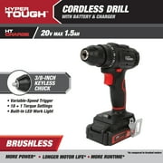 Hyper Tough 20V Max Brushless Cordless Drill Driver with 1.5Ah Lithium-Ion Battery and Charger