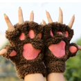 thumbnail image 5 of Daolelai Cat Claw Gloves Plush Half Finger Bear Paw Fingerless Gloves Cute Women Thick Velvet Halter Gloves Cartoon Warm Gloves, 5 of 6
