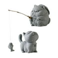 thumbnail image 3 of Estatua de gato para jardín, divertida mesa de té, regalo para amantes del té, centro de mesa, decoración de animales Gato Pescador Tsundere, 3 of 9