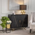 thumbnail image 3 of Crestview Collection 2-Door Wood Buffet & Sideboard Accent Cabinet in Black/Gold, 3 of 6