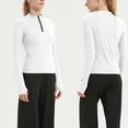 thumbnail image 2 of JYnXIANTI Womens Yoga Tops Casual Long Sleeve Tight Workout Shirts Slim Mock Nck Stretch Gym Athletic Tee for Running, 2 of 7