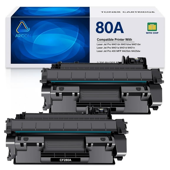Stand-Yield | 80A Toner Cartridges Compatible for HP 80X CF280X 80A CF280A Pro 400 M401A M401D M401N M401DNE MFP M425DN Printers (Black, 2-Packs)