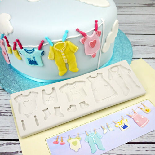 Cake Mould Baby Shower Fondant Topper Baby Clothes Mold Silicone Candy Chocolate 
