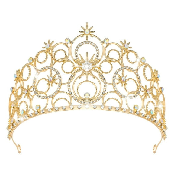 Crystal Crowns for Women, Crystal Bubble TiaraBride Royal Queen Headband Princess Headpieces for Women Bridal Wedding Prom Birthday Party Crowns (Rose Gold)