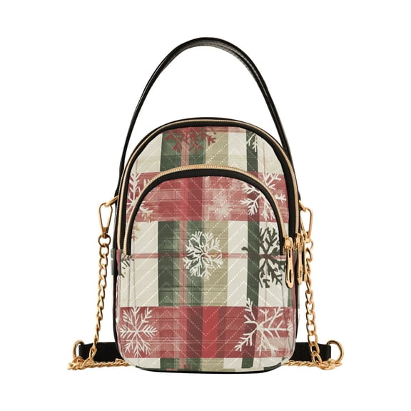 Cross Body Fashion Shoulder Waist Purse Bags Plaid Winter Wonderland Pocket Handbags
