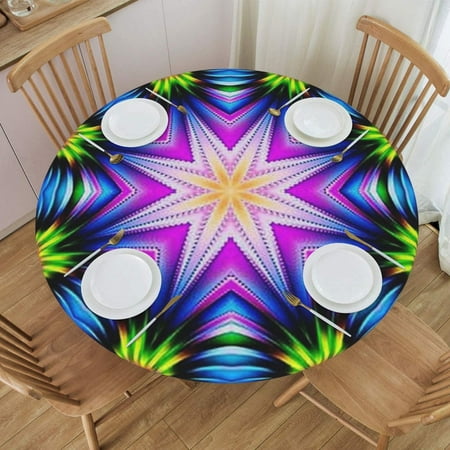

Fractal Art Flowers Polychrome Outdoor Wrinkle Table Cover for Patio Use 40 -48 24jl12caA39