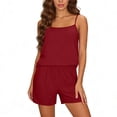 thumbnail image 2 of Ynynloco Linen Sets for Women 2 Piece Pants Summer Travel Beach Outfits Lounge Sets Spaghetti Strap Cami Tank Top Pants Sets with Shorts, 2 of 7