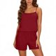 thumbnail image 3 of TaTaai Women's Casual Summer Set Solid Color Linen-Like Adjustable Camisole and Elastic Waist Shorts Two Piece Matching Outfit for Daily and Travel Wear Gift, 3 of 7