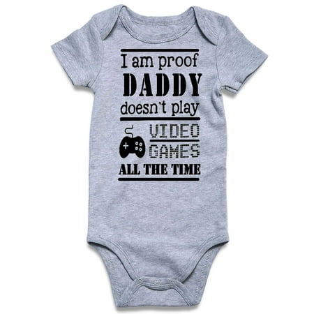 

Loveternal I m Proof Onesie Daddy Doesn t Play Video Games All The Time Baby Boys Girls Romper 0-3 Months Infant Clothing Short Sleeve Gray Gender Neutral CottonJumpsuit 0-3 Months Clothes